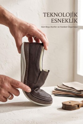 2354 Tam Ortopedik Taban %100 Hakiki Deri Erkek Ayakkabı Bağcıksız Yazlık Erkek Delikli Ayakkabı - 4