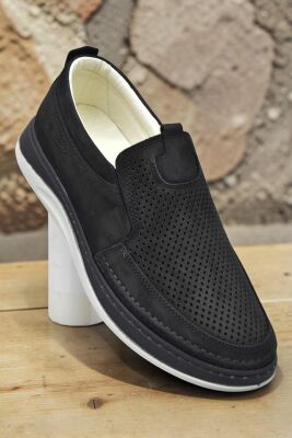 2354 Tam Ortopedik Taban %100 Hakiki Deri Erkek Ayakkabı Bağcıksız Yazlık Erkek Delikli Ayakkabı - 26