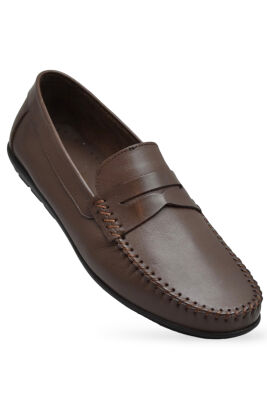 3286 Esnek Rahat Taban Kahverengi Hakiki Deri Erkek Ayakkabı Yazlık Casual Laofer Erkek Ayakkabı - 1