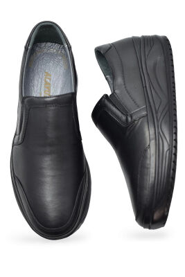 4343 Ortopedik Taban Siyah Hakiki Deri Erkek Ayakkabı Mevsimlik Yürüyüş Ayakkabısı Kavisli Taban - 3