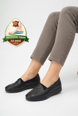 T01-3 Hafif Esnek Ortopedik Taban Günlük İçi Deri Kadın Ayakkabı Casual Anne Ayakkabısı - ISPARTALILAR