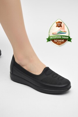 T1146 Hafif Esnek Ortopedik Taban Günlük İçi Deri Kadın Ayakkabı Casual Anne Ayakkabısı - ISPARTALILAR